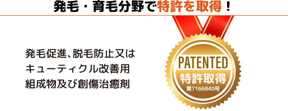 ひしめき黒エキス®は発毛・育毛分野で特許を取得！